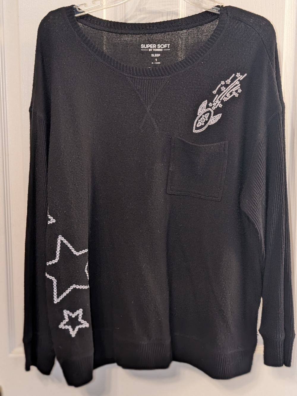 torrid Black 'Super Soft' Embellished Star & Rocket Pocket Sweater